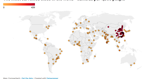 Un mapa muestra las ciudades más videovigiladas del mundo