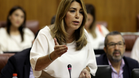 La presidenta de la Junta de Andalucía, Susana Díaz, en el Pleno del Parlamento autonómico.