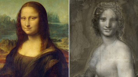 La 'Mona Lisa' de Leonardo da Vincim, y la pintura encontrada en París.