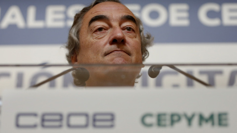 El presidente de la CEOE, Juan Rosell, durante su intervención tras la conferencia "La transformación digital de la economía española". EFE/Juan Carlos Hidalgo