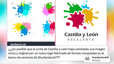 La similitud del nuevo logo de 'Castilla y León Excelente' con una imagen de Shutterstock es evidente.