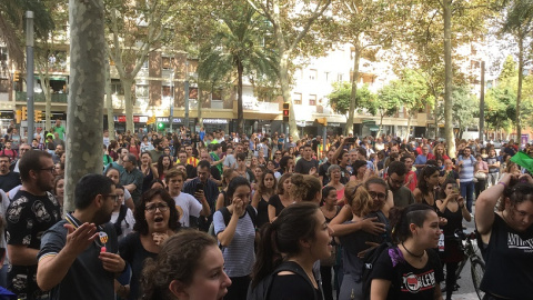 Marxa de suport a la vaga, a l'avinguda Diagonal, al Poble Nou de Barcelona / M. D.