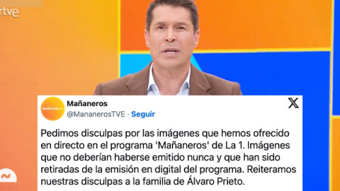 El presentador de 'Mañaneros' se disculpa por la emisión en TVE de las imágenes del cuerpo de Álvaro Prieto.- TVE