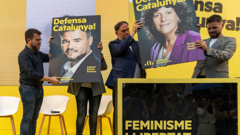 Pere Argaonès, Oriol Junqueras y Gabriel Rufián.