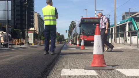 07/2023 - Obras de pavimentación en Barcelona.