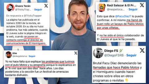 Varios humoristas denunciando "llamadas" por chistes sobre Pablo Motos.