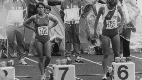 María José Martínez Patiño en la pista de salida