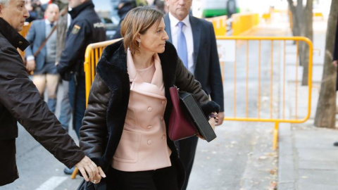 La presidenta del Parlament, Carme Forcadell, a su llegada hoy al Tribunal Supremo. - EFE