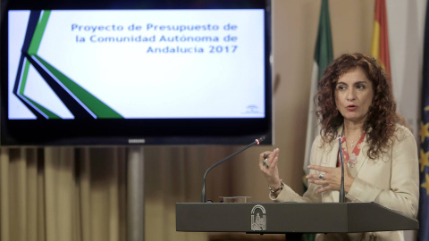 María Jesús Montero, consejera andaluza de Hacienda, este viernes en la presentación de los Presupuestos de 2018. /Junta de Andalucía