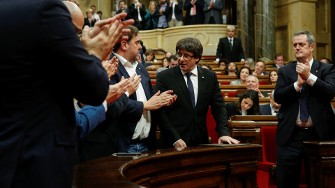 División de opiniones en el Parlament tras la comparecencia de Puigdemont. - REUTERS