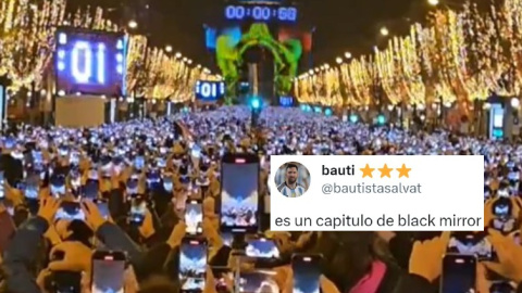 Nochevieja y Año Nuevo en los Campos Elíseos de París. / @HumansNoContext