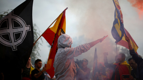 Imágenes de la manifestación por la Hispanidad en Barcelona./REUTERS