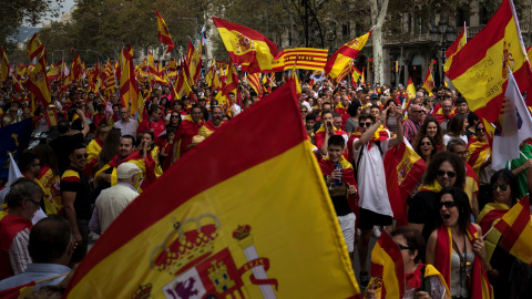 Aspecto de la manifestación en Barcelona por el día de la Fiesta Nacional. REUTERS/Juan Medina