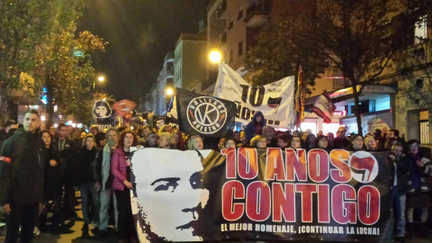 Imagen de la manifestación en honor de Carlos Palomino que ha recorrido este sábado las calles de Madrid. Twitter