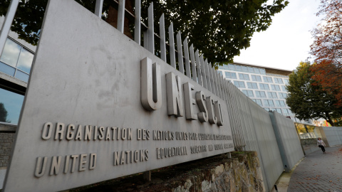 La entrada de la sede de la Unesco, en París. REUTERS/Philippe Wojazer