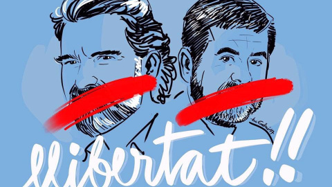 Cartel de la manigfestación convocada para este sábado en Barcelona por la libertad de Jordi Sànchez y Jordi Cuixart