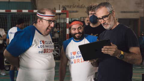 14/08/2023 - El director, Javier Fesser, con los actores José de Luna y Jesús Lago.