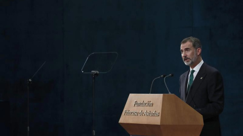 El rey durante su discurso en la entrega de los premios Princesa de Asturias. | EFE