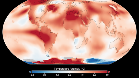 Mapa global que muestra las altas temperaturas en julio de 2023