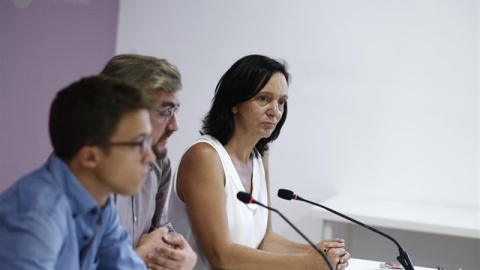 Carolina Bescansa, Íñigo Errejón y Jorge Lago. EUROPA PRESS