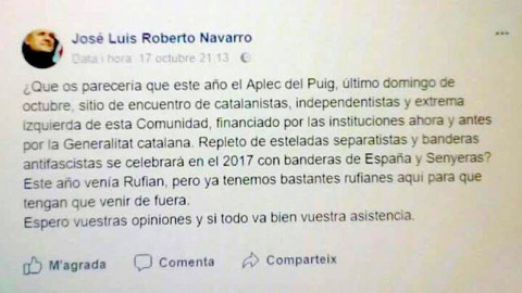 Perfil del líder de España 2000 en Facebook