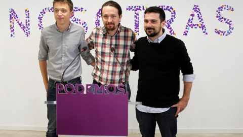 El líder de Podemos, Pablo Iglesias, en rueda de prensa ha anunciado que ha logrado que el diputado Íñigo Errejón y el secretario general de la formación en Madrid, Ramón Espinar, lleguen a un acuerdo para la candidatura que presentarán para la Com