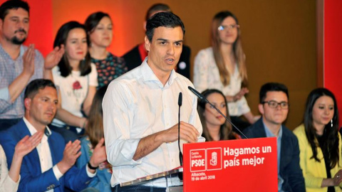 Pedro Sánchez, este jueves en Albacete. EFE/ Manu