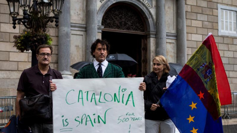 Álvaro de Marichalar protestando en la plaza de Sant Jaume / EFE