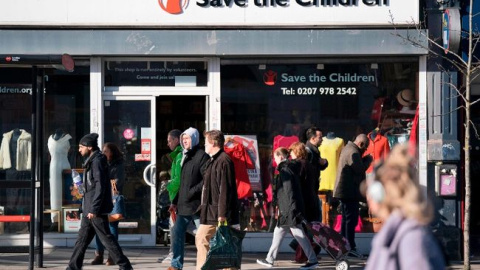 Una oficina de Save the Children en Londres. AFP