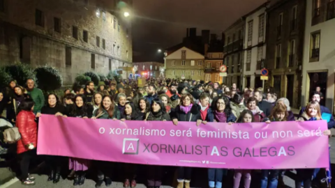 8/3/24 Periodistas de Xornalistas Galegas en la manifestación del 8M de 2019, en una imagen de archivo