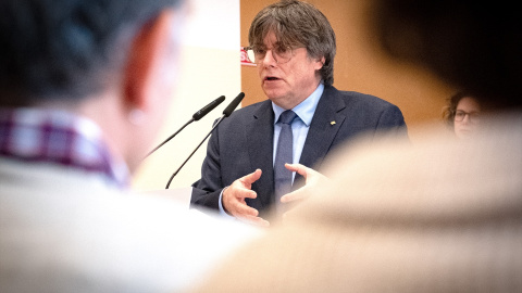 7/3/24 - Foto de archivo de la intervención del presidente del Consell de la República, Carles Puigdemont, durante la constitución de la Asamblea Territorial del Consell de la República, a 2 de marzo de 2024, en Latour-Bas-Elne (Francia).