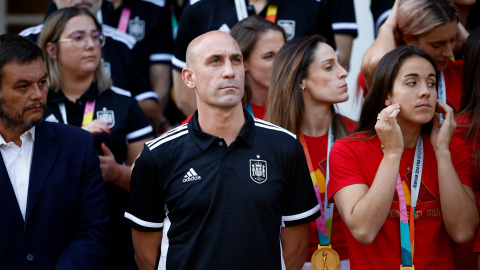 El presidente de la RFEF, Luis Rubiales, en una ceremonia celebrada en Moncloa, a 22 de agosto de 2023.