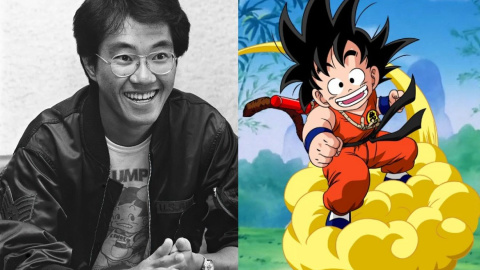 Montaje con una imagen de Akira Toriyana y una fotografía de la serie 'Dragon Ball'.