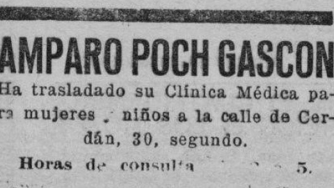 Anuncio de Amparo Poch y Gascón en el periódico.