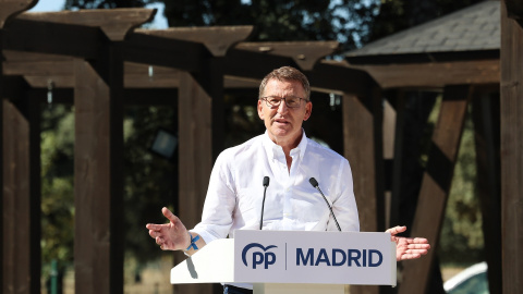 El presidente del PP, Alberto Núñez Feijóo, en un acto el 31 de agosto.