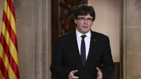 Carles Puigdemont durante una declaración institucional. EFE/Archivo