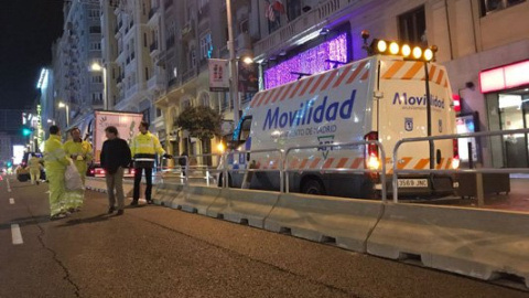 Comienzan los trabajos de peatonalización de la Gran Vía madrileña. / @lineamadrid