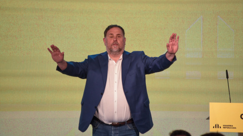 El presidente de ERC, Oriol Junqueras, durante el Consell Nacional del partido.