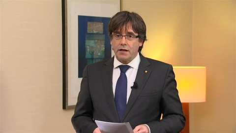 Puigdemont, durante su mensaje de vídeo.