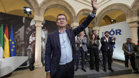 Alberto Núñez Feijóo durante la clausura del acto de presentación de la Declaración de Córdoba celebrado este domingo.