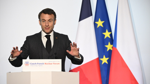 El presidente de Francia, Emmanuel Macron, durante un acto en República Checa, a 5 de marzo de 2024.