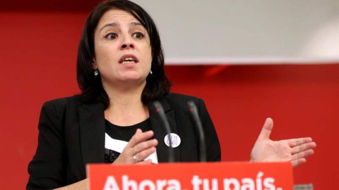 Adriana Lastra durante su intervención en Ferraz. | CHEMA MOYA (EFE)