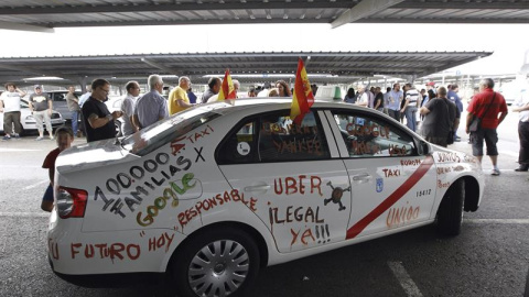 Foto de archivo de una protesta de taxistas. / EFE