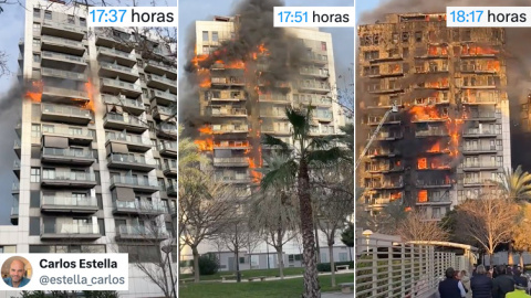 Cronología del incendio en València, en un hilo del tuitero @estella_carlos