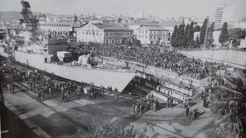 11/3/24 Imagen de la protesta de 9 de marzo en el astillero de Bazán, que ocasionaría el cierre de la factoría y daría pie a los hechos del día siguiente.