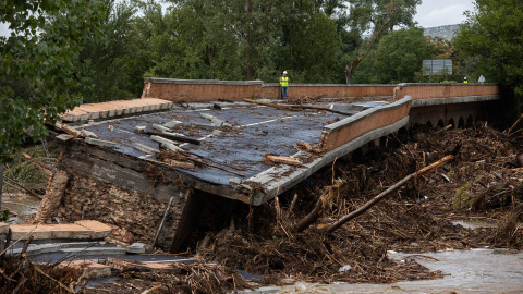 Puente de la Pedrera, colapsado a causa de la DANA, en el municipio de Aldea del Fresno