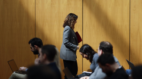 La presidenta de la Comunidad de Madrid, Isabel Díaz Ayuso, al finalizar la rueda de prensa tras la reunión del Consejo de Gobierno