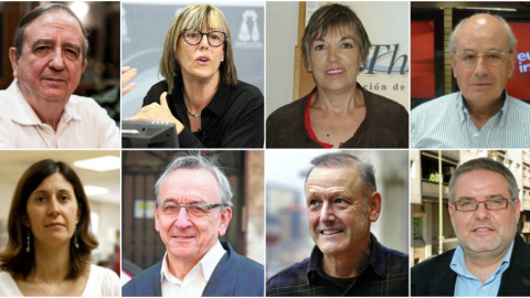 De izquierda a derecha y de arriba a abajo: Iñaki Anasagasti, ex diputado y senador del PNV; Arantza Campos, Red Feminista Derecho Constitucional; Altamira Gonzalo Valgañón, Asociación de Mujeres Juristas Themis; Antton Karrera, ex parlamentario de Iz