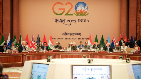 Los líderes políticos en la cumbre del G-20, a 9 de septiembre de 2023, en Nueva Dehli (India)