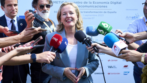 La ministra de Asuntos Económicos, Nadia Calviño, en un encuentro con la prensa, a 1 de septiembre de 2023, en Santander.